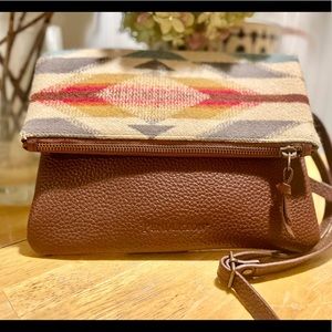 Pendleton leather and wool crossbody bag purse
